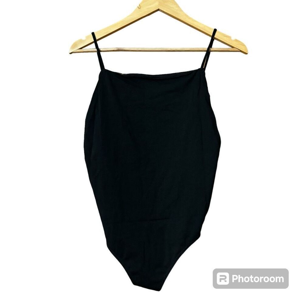 Free people bodysuit square neck black medium new